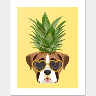 Pineapple Shirt & Gifts for Women, Kids, Boys, Teen Girls, Boxer Dog Lover Summer Posters and Art